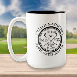 Hole in One Classic Personalized Golf Two-Tone Coffee Mug<br><div class="desc">Featuring an aged stamp effect classic retro design. Personalize the name,  location hole number and date to create a great golf keepsake to celebrate that fantastic hole in one. Designed by Thisisnotme©</div>