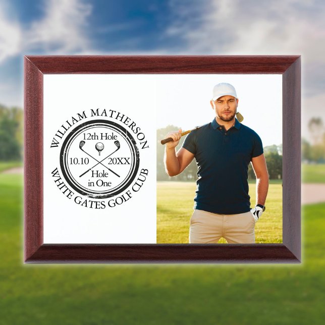 Hole in One Classic Personalized Photo Golfer Golf Award Plaque (Creator Uploaded)