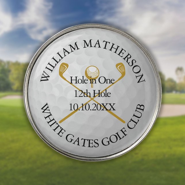 Hole in One Classic Personalized Stylish Gold Golf Ball Marker (Creator Uploaded)