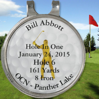 Hole In One Date Stats Location Golf Keepsake Golf Hat Clip by samack at Zazzle