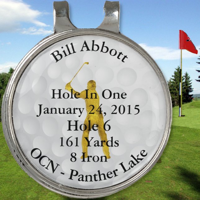 Hole In One Date Stats Location Golf Keepsake Golf Hat Clip (Creator Uploaded)