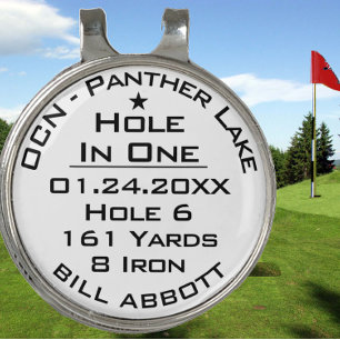 Hole In One Date Stats Location Golf Keepsake Hat Clip