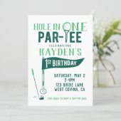 Hole in One Doodle Golf First Birthday Invitation (Standing Front)