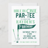 Hole in One Doodle Golf First Birthday Invitation (Front)