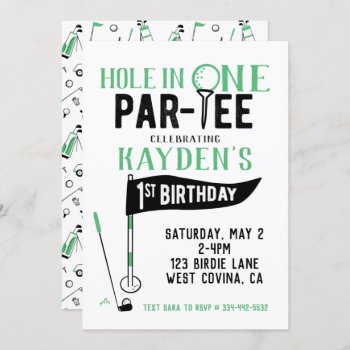 Hole In One Doodle Golf First Birthday Invitation by Charmworthy at Zazzle