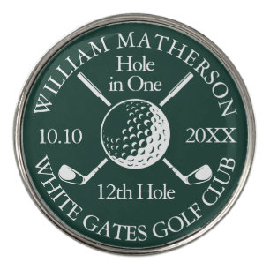 Hole in One Emerald Golf Ball Clubs Custom Golf Ball Marker