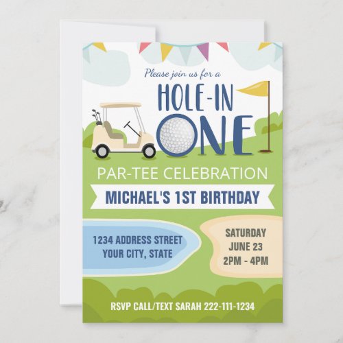 Hole in One First Birthday Golf Invitation