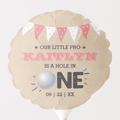 Hole In One Girls Golf 1st Birthday Par_tee Balloon