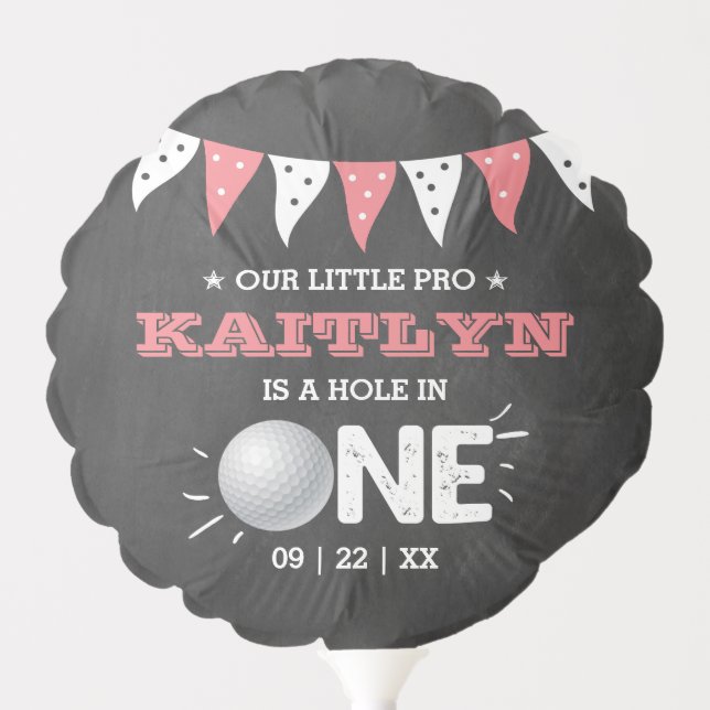 Hole In One Girls Golf 1st Birthday Par-tee Balloon (Front)