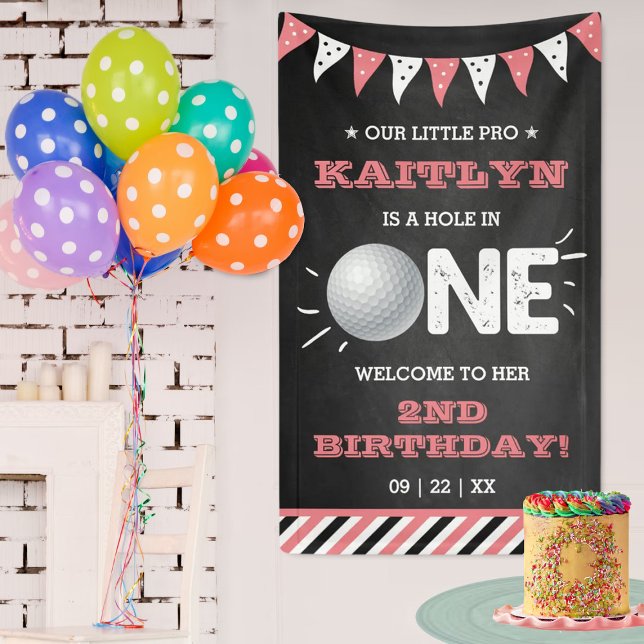 Hole In One Girls Golf 1st Birthday Par-tee Banner (Creator Uploaded)
