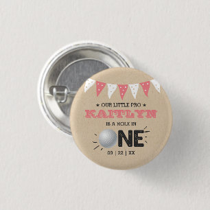 Hole In One Girls Golf 1st Birthday Par-tee Button
