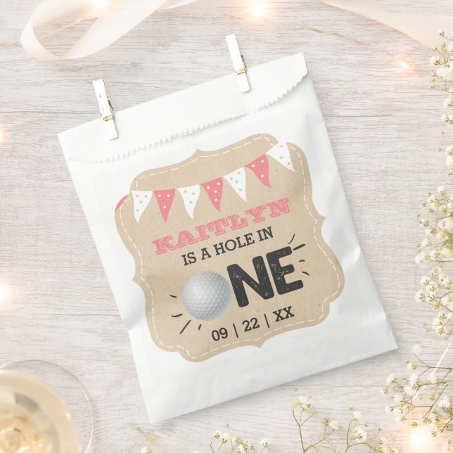 Hole In One Girls Golf 1st Birthday Par-tee Favor Bag (Clipped)