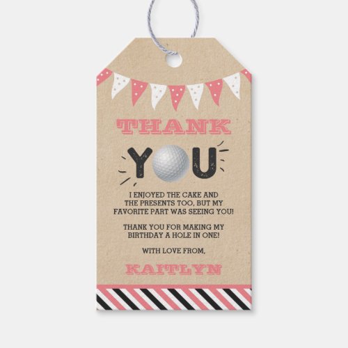 Hole In One Girls Golf 1st Birthday Par_tee Gift Tags