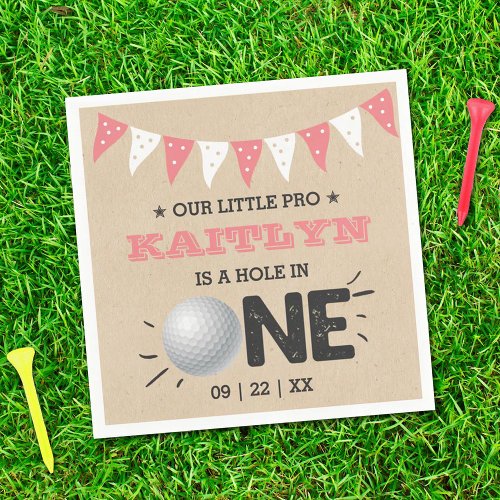 Hole In One Girls Golf 1st Birthday Par_tee Napkins