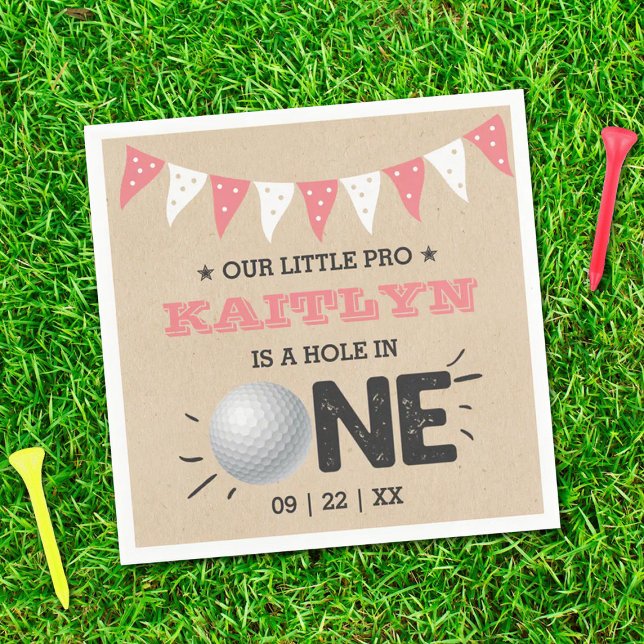 Hole In One Girls Golf 1st Birthday Par-tee Napkins (Creator Uploaded)