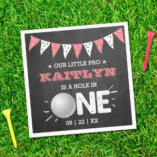 Hole In One Girls Golf 1st Birthday Par-tee Napkins