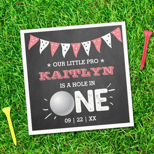 Hole In One Girls Golf 1st Birthday Par_tee Napkins