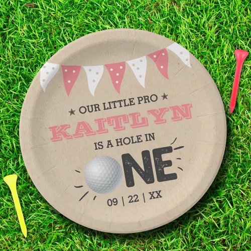 Hole In One Girls Golf 1st Birthday Par_tee Paper Plates