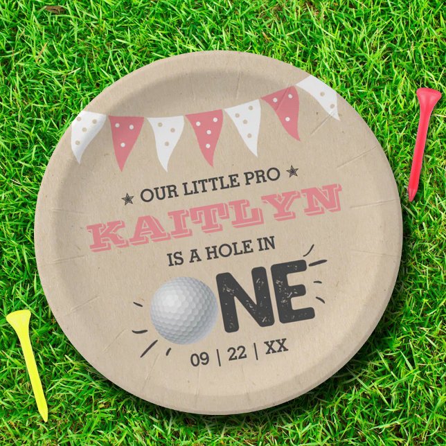 Hole In One Girls Golf 1st Birthday Par-tee Paper Plates (Creator Uploaded)