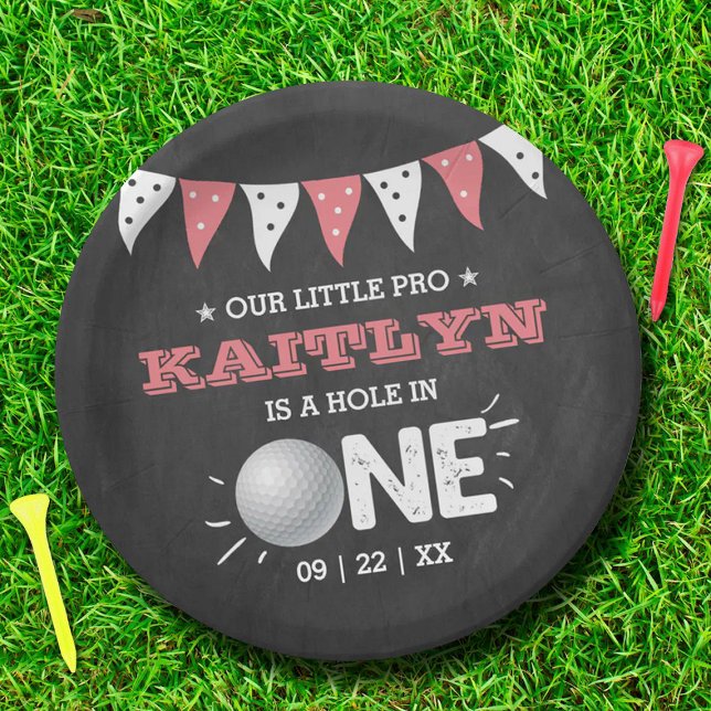 Hole In One Girls Golf 1st Birthday Par-tee Paper Plates (Creator Uploaded)