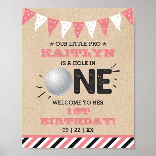 Hole In One Girls Golf 1st Birthday Par_tee Poster
