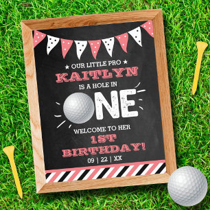 Hole In One Girls Golf 1st Birthday Par-tee Poster