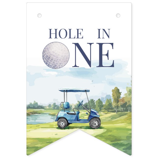 Hole In One Golf 1st Birthday  Bunting Flags (First Flag)