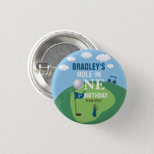 Hole In One Golf 1st Birthday Button