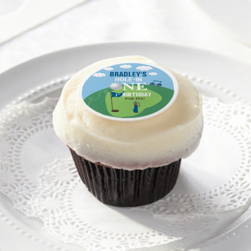 Hole In One Golf 1st Birthday Edible Frosting Rounds
