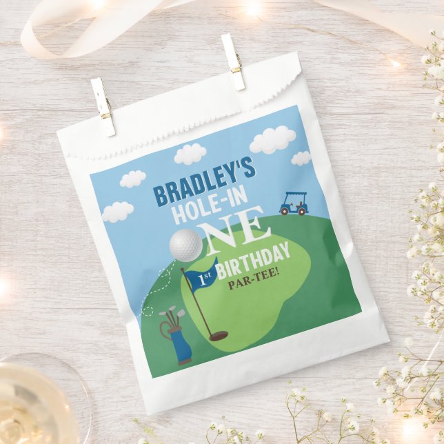 Hole In One Golf 1st Birthday Favor Bag (Clipped)