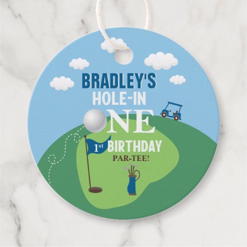 Hole In One Golf 1st Birthday Favor Tags