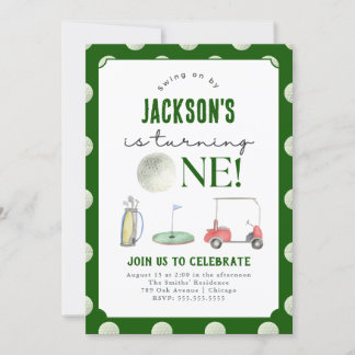 Hole In One Golf 1st Birthday Invitation