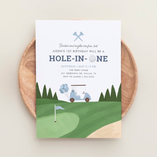 Hole in One Golf 1st Birthday Invitation