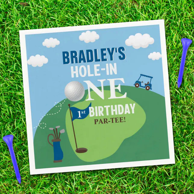 Hole In One Golf 1st Birthday Napkins | Zazzle