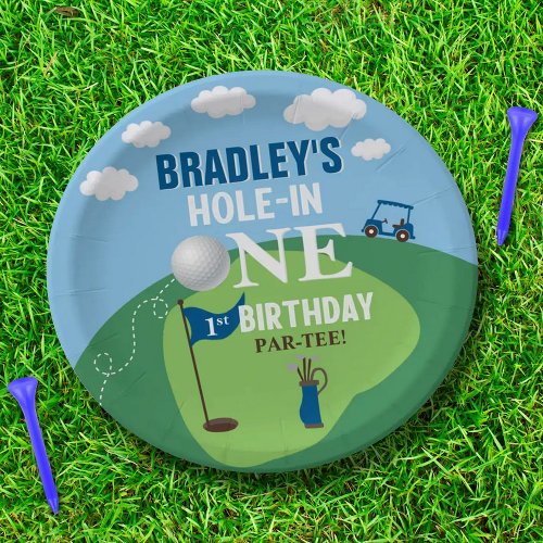 Hole In One Golf 1st Birthday Paper Plates