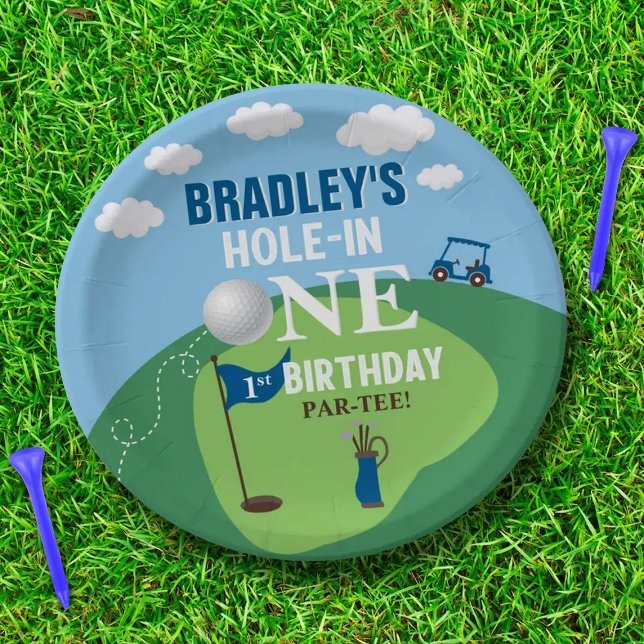 Hole In One Golf 1st Birthday Paper Plates (Creator Uploaded)