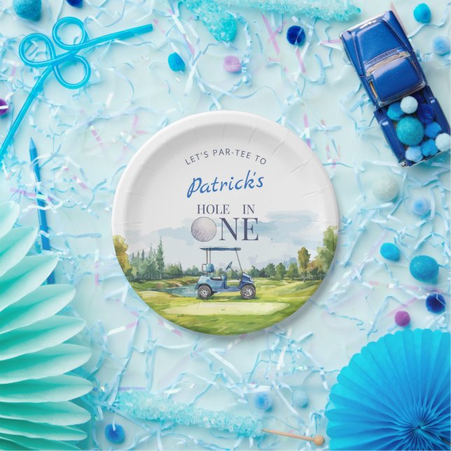 Hole In One Golf 1st Birthday  Paper Plates (Party)