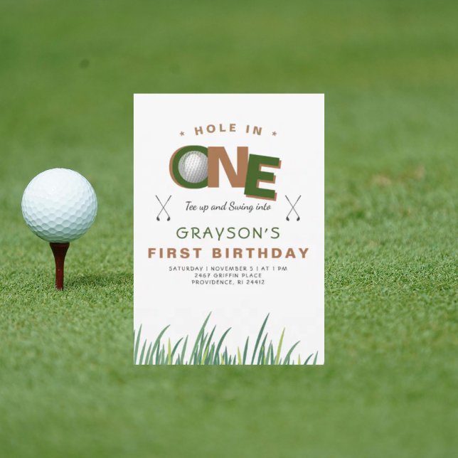Hole-in-One Golf 1st Birthday Party II Invitation (Creator Uploaded)