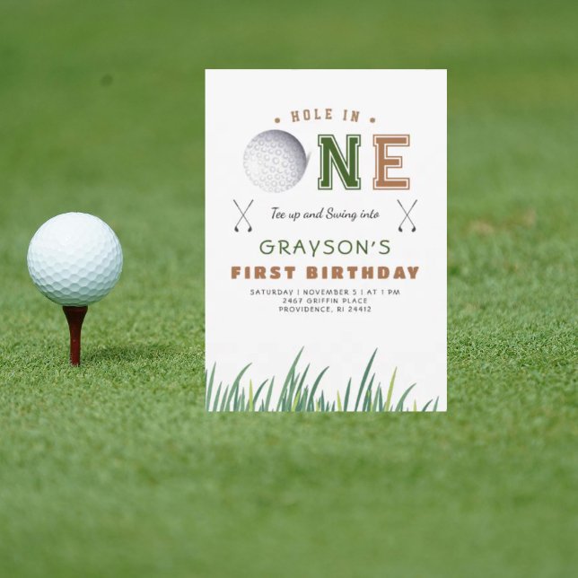 Hole-in-One Golf 1st Birthday Party Invitation (Creator Uploaded)