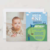 Hole In One Golf 1st Birthday Photo Invitation (Front)