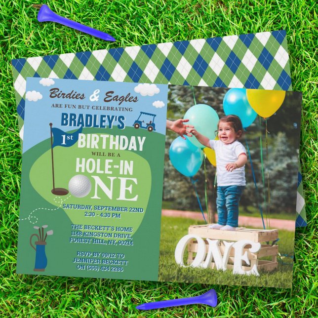 Hole In One Golf 1st Birthday Photo Invitation (Creator Uploaded)