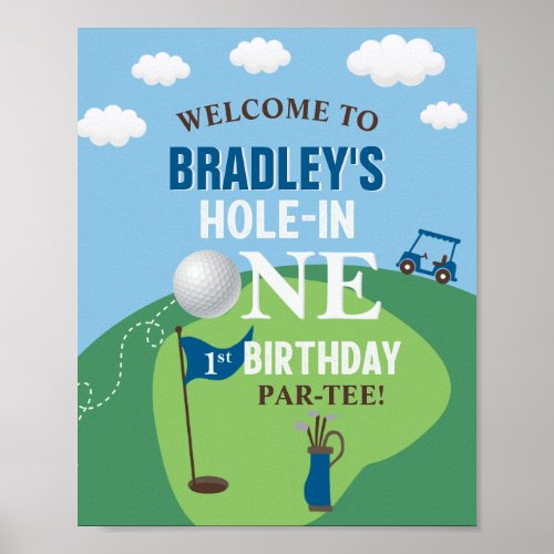 Hole In One Golf 1st Birthday Welcome Sign