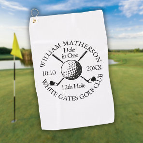 Hole in One Golf Ball And Clubs Personalized Golf Towel