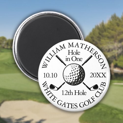 Hole in One Golf Ball And Clubs Personalized Magnet