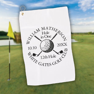 Hole in One Golf Ball And Clubs Personalized Towel