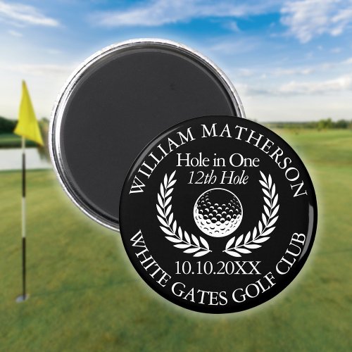 Hole in One Golf Ball And Wreath Black And White Magnet