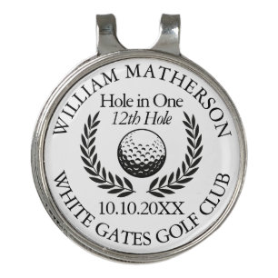 Hole in One Golf Ball And Wreath Personalized Golf Hat Clip