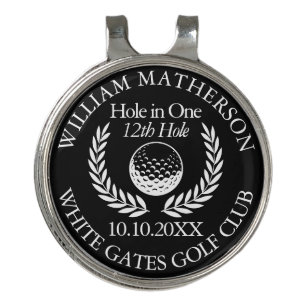 Hole in One Golf Ball And Wreath Personalized Hat Clip