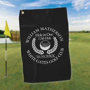 Hole in One Golf Ball Wreath Custom Black White Towel