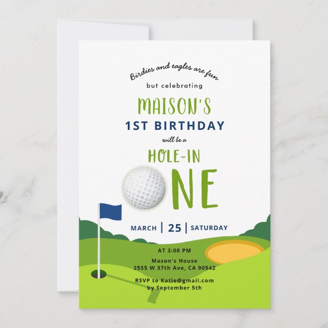 Hole In One Golf Birthday Par-tee Invitation (Front)